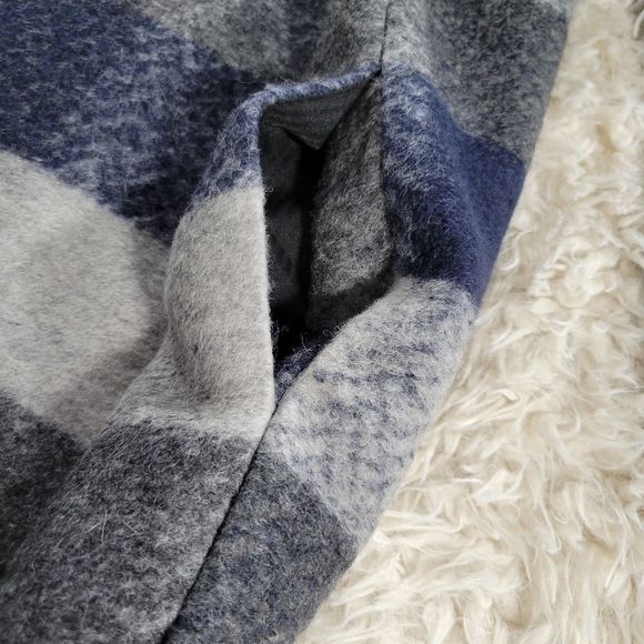 Carre Noir Wool Blend Open Jacket Gray Navy White S - Picture 5 of 7